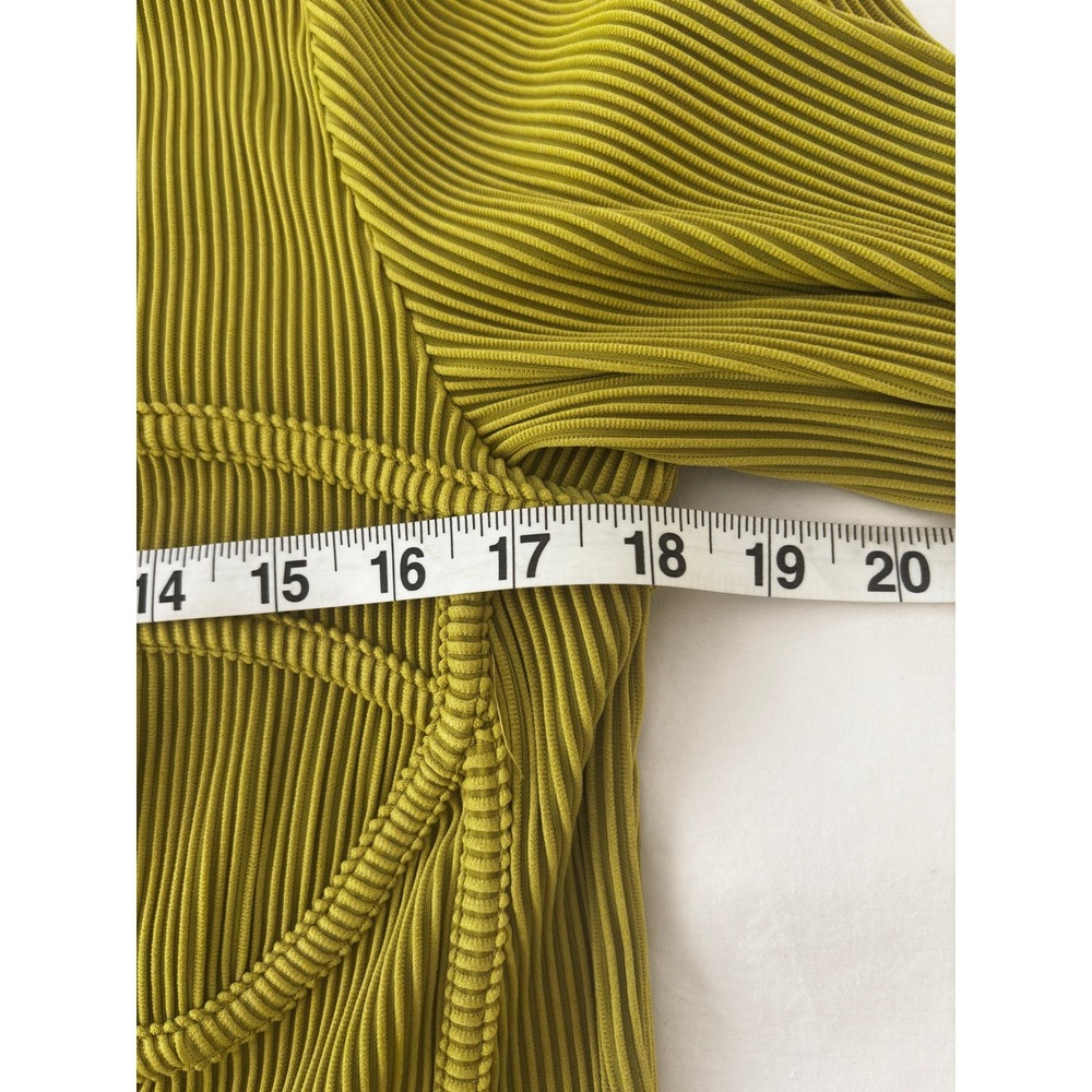 Anthropologie Blue Tassel Lime Green Ribbed Corset Bustier Long Sleeve Top NWT L - Picture 6 of 10